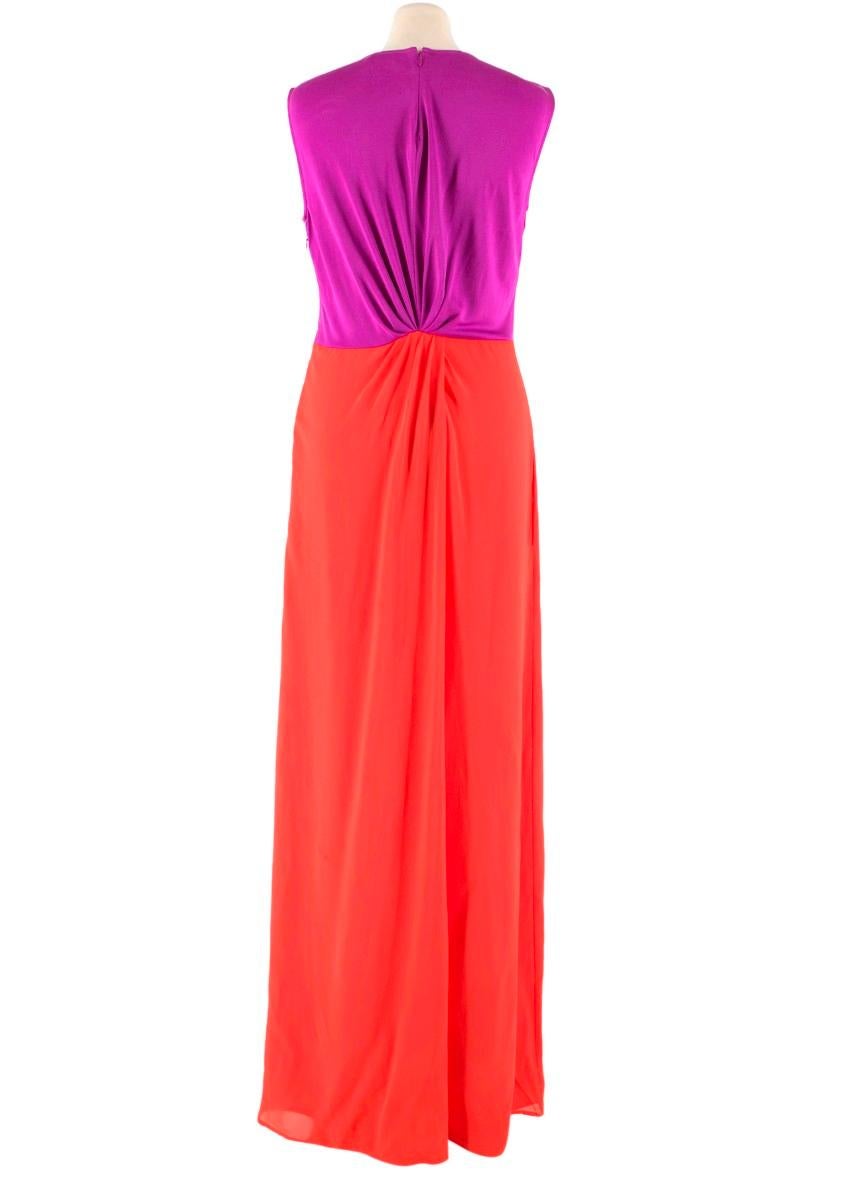orange color block dress