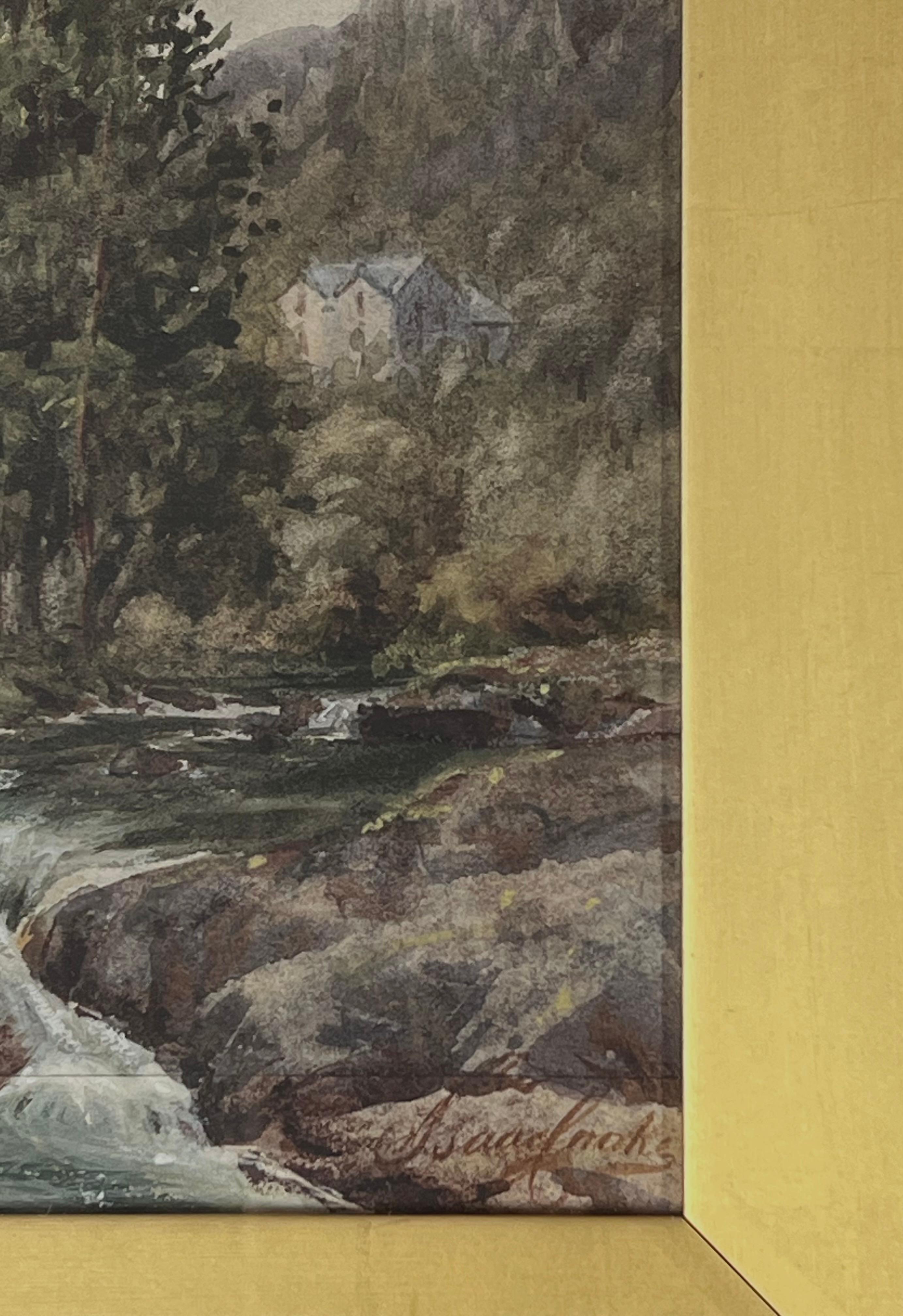 Bettws-y-Coed, Pays de Galles
par Isaac Cooke (britannique 1846-1922)
signé
aquarelle sur papier d'artiste, encadrée dans un cadre ancien à balayage doré
encadré : 11 x 13 pouces
planche : 6.25 x 8.25 pouces
Collectional : collection privée,