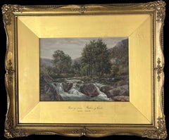Fine Victorian Watercolor Painting Pont y Pair Bettws-y-Coed Wales Waterfall