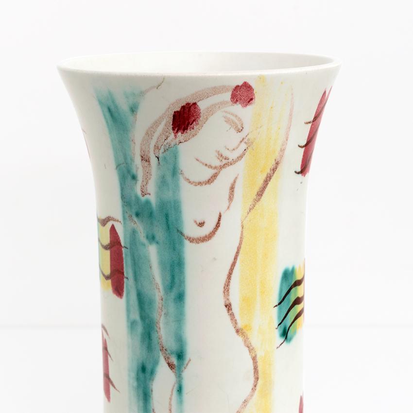 Hand-Painted Issac Grunewald Hand Painted Ceramic Vase for Rorstrand, Signed and Dated For Sale
