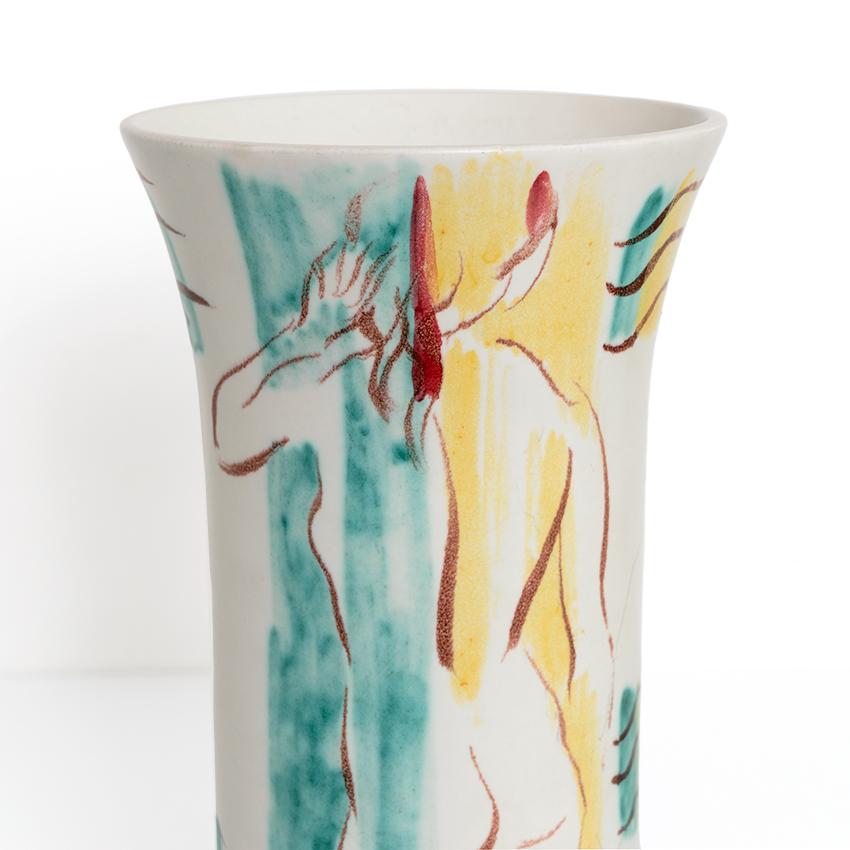 20th Century Issac Grunewald Hand Painted Ceramic Vase for Rorstrand, Signed and Dated For Sale