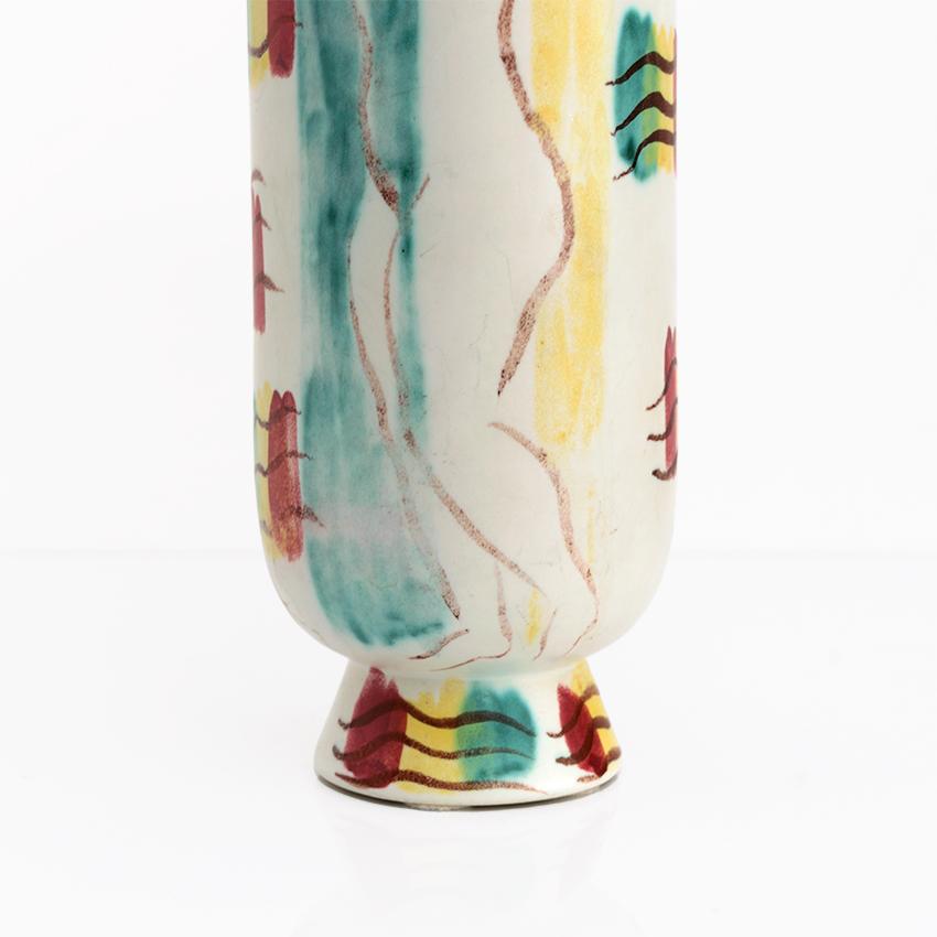 Issac Grunewald Hand Painted Ceramic Vase for Rorstrand, Signed and Dated For Sale 1