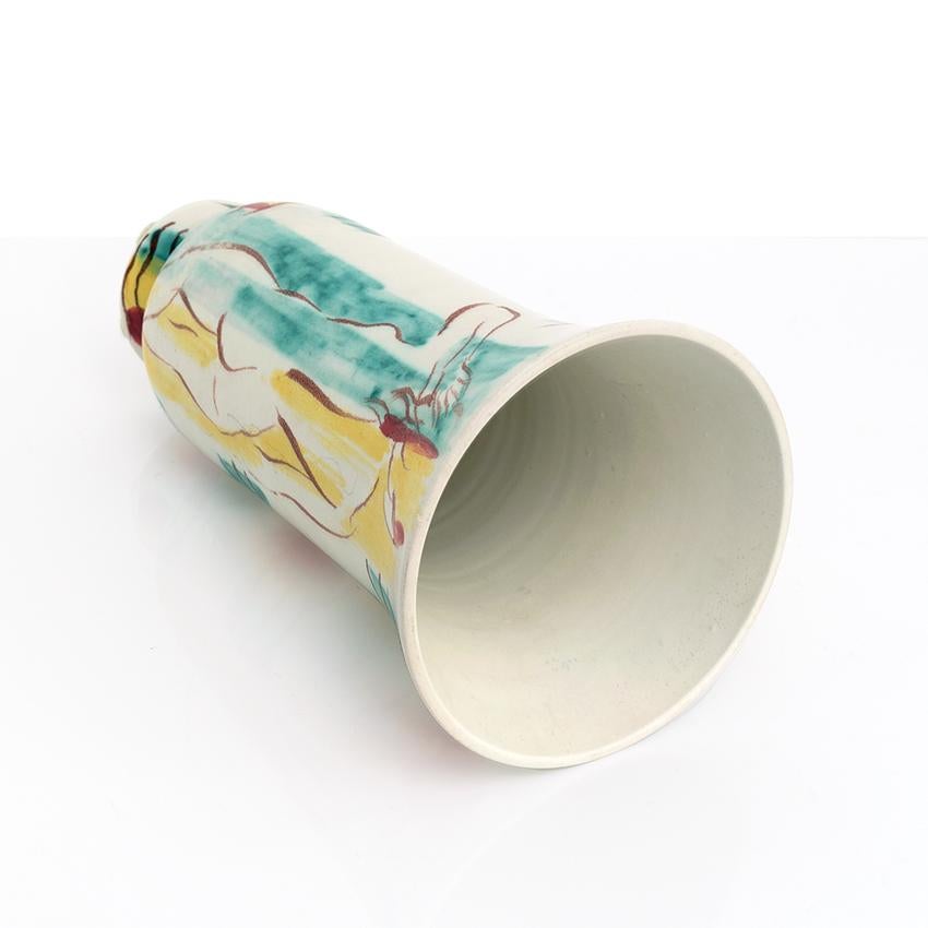 Issac Grunewald Hand Painted Ceramic Vase for Rorstrand, Signed and Dated For Sale 4