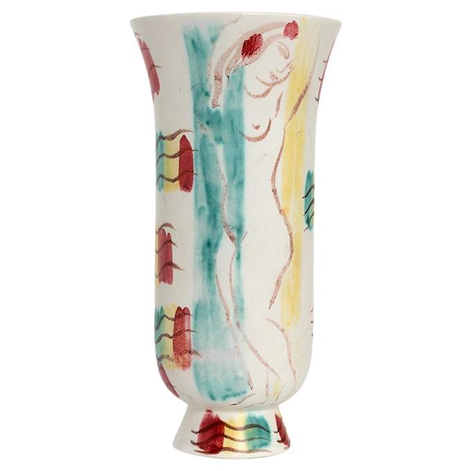 Issac Grunewald Hand Painted Ceramic Vase for Rorstrand, Signed and Dated For Sale