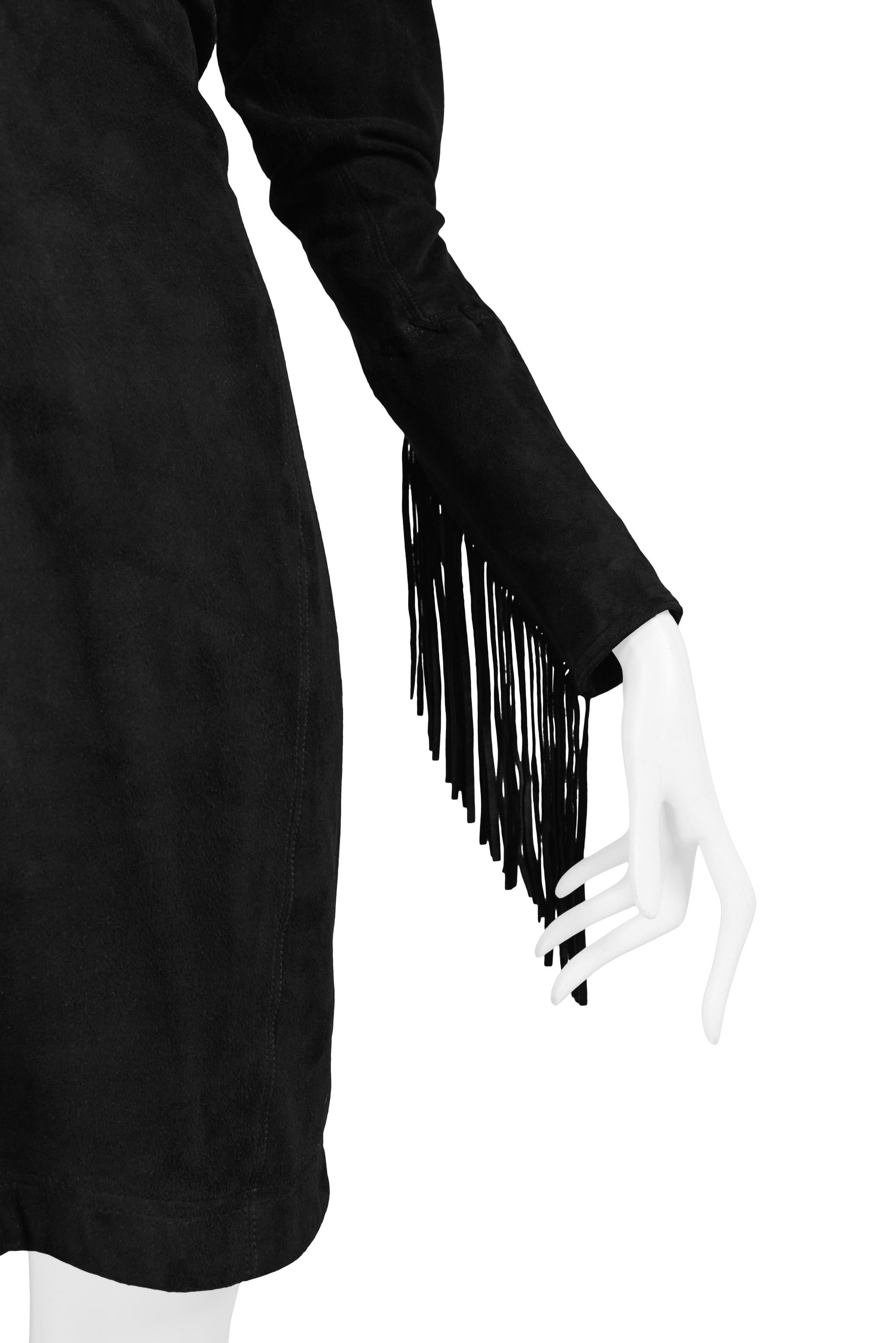 Issac Mizrahi Black Leather Suede Dress 1989 For Sale 1
