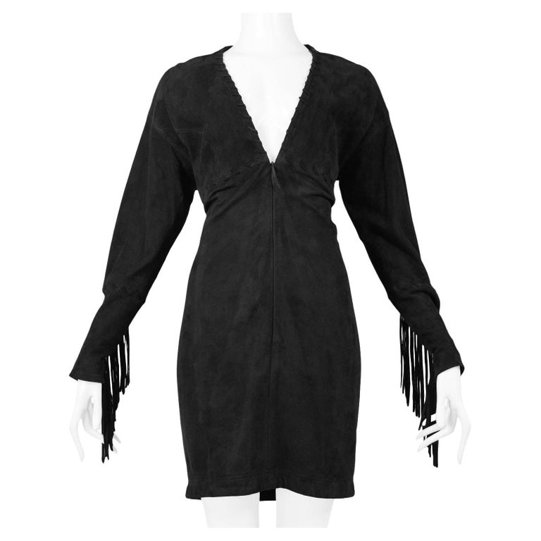 Issac Mizrahi Black Leather Suede Dress 1989 For Sale at 1stDibs | zara  mizrahi age