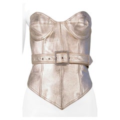 Goldfarbenes Leder-Bustier von Issac Mizrahi 1989