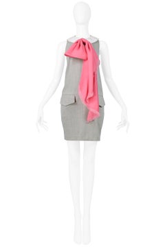 Issac Mizrahi Grey Dress With Pink Bow 1991