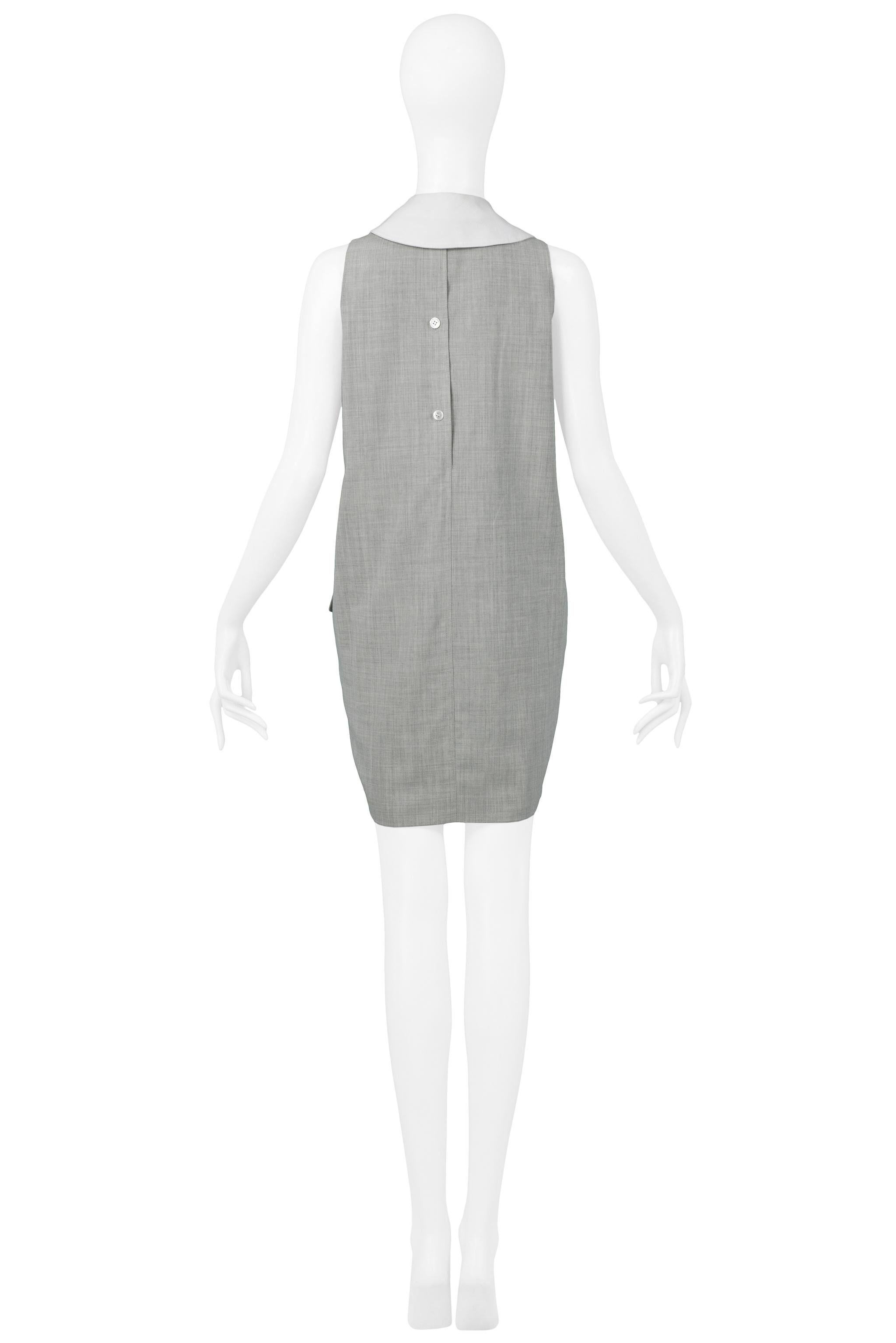 Gray Issac Mizrahi Grey Dress With Pink Bow 1991 For Sale