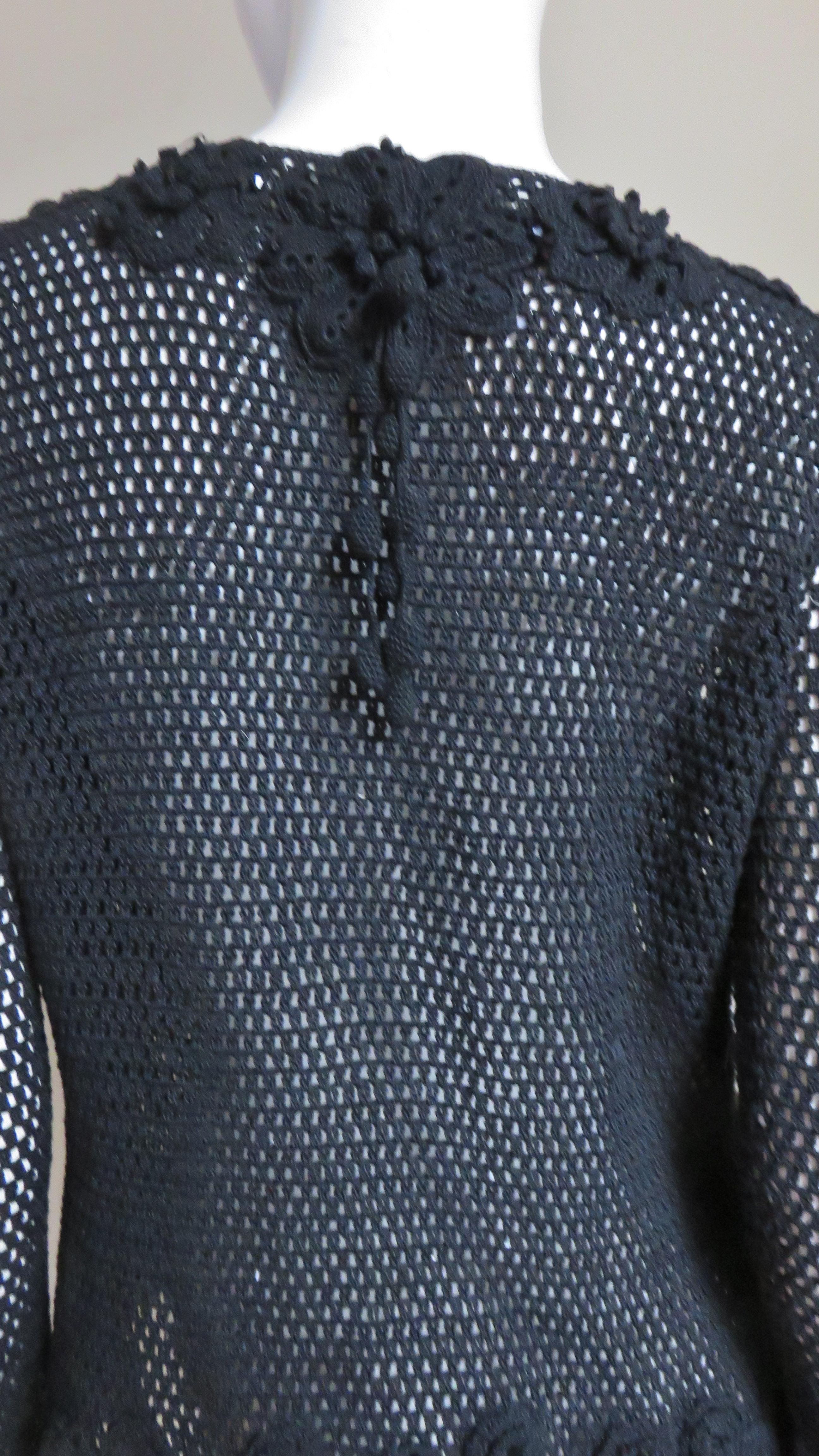 Issac Mizrahi New Crochet Cardigan with Appliques and Bead Trim 1990s For Sale 5