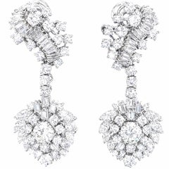 Issac Nussbaum 10 Carat Round & Fancy Natural Diamond 18K WG Cluster Earrings