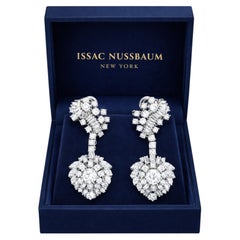 Issac Nussbaum 10 Carat Round & Fancy Natural Diamond 18K WG Cluster Earrings
