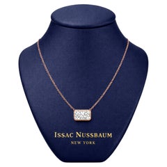 Issac Nussbaum 1.01 Carat Rectangular Cut Diamond Rose Gold Pendant Necklace