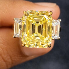 Issac Nussbaum 10.14 Carat Fancy Intense Yellow Emerald Diamond Ring