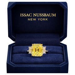 Issac Nussbaum 10.14 Carat Fancy Intense Yellow Emerald Diamond Ring