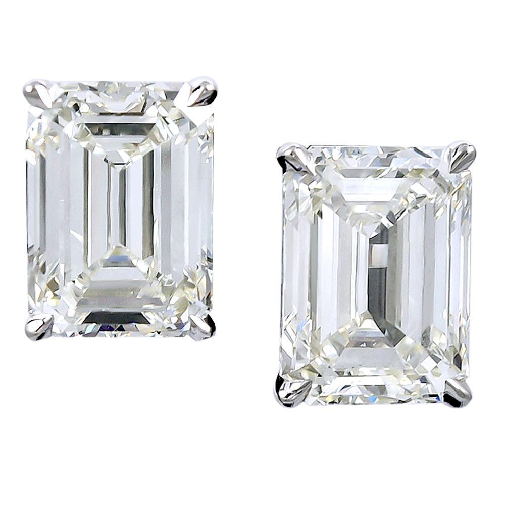 Modern ISSAC NUSSBAUM 10.25 Carat Emerald Cut Diamond Stud Earrings