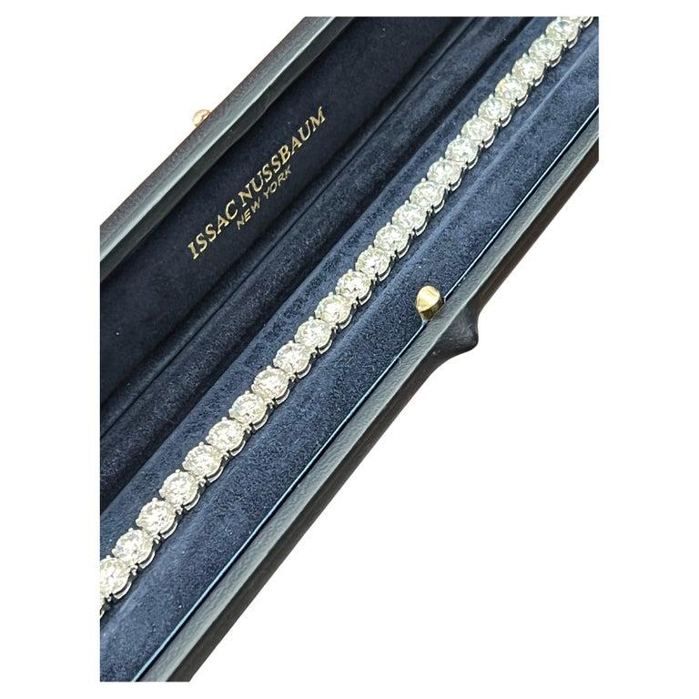 Issac Nussbaum 14.41 Carat White Gold Tennis Bracelet In New Condition For Sale In New York, NY