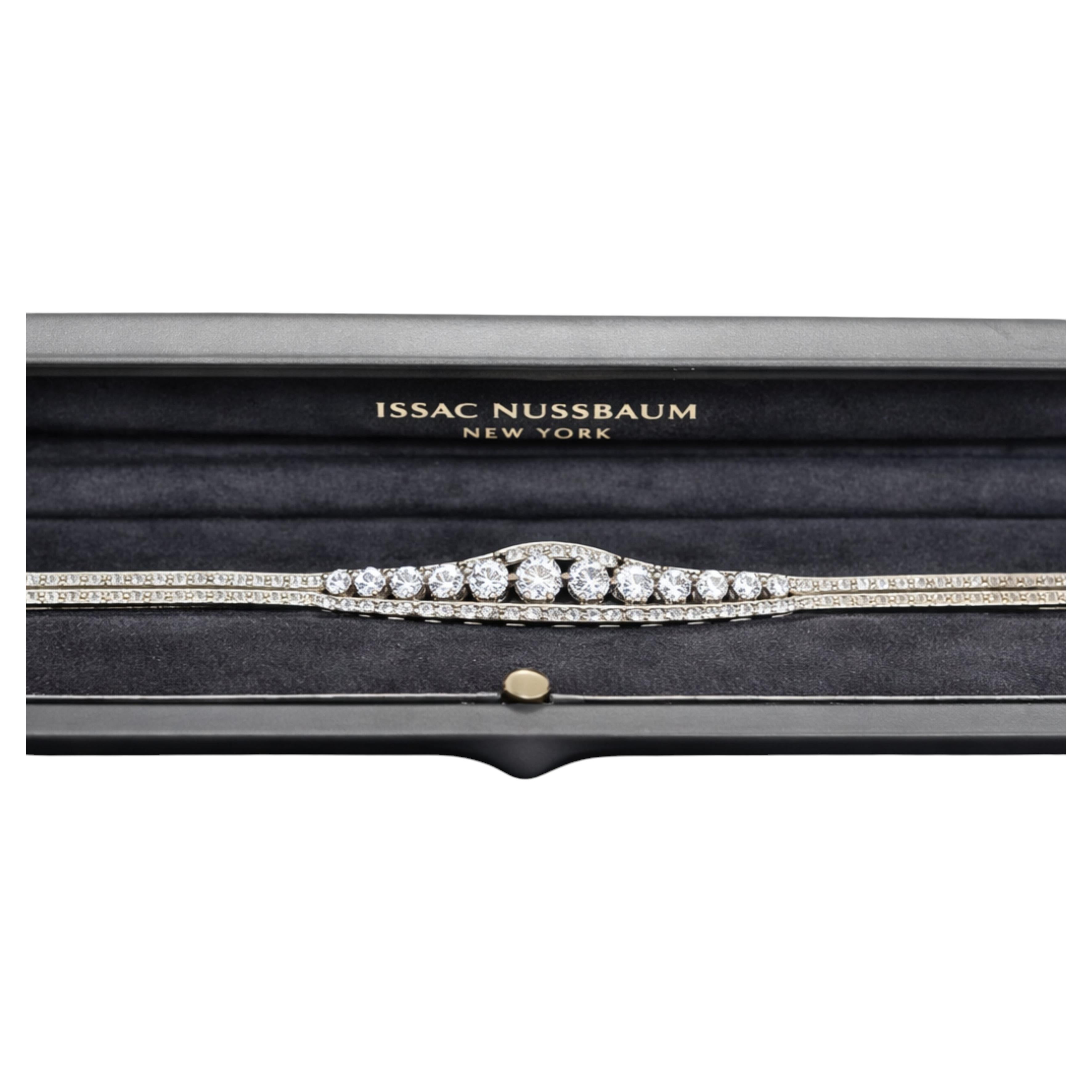 Issac Nussbaum 14K White Gold 4.00 Carat Round Brilliant Diamond Bracelet For Sale