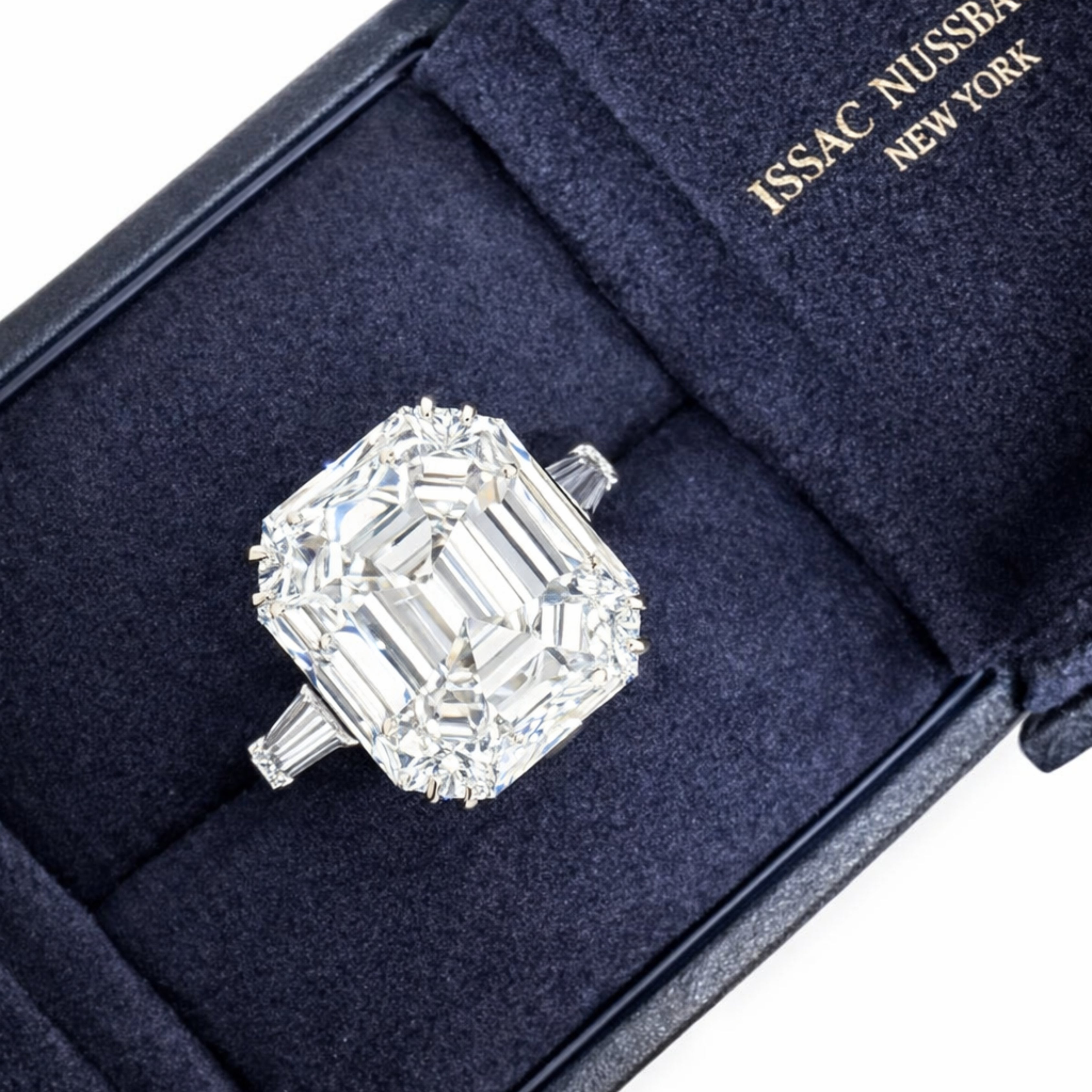 Issac Nussbaum 18K GIA Certified 27 Carat Asscher Cut Diamond Ring
