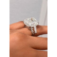 Issac Nussbaum Bague en diamant 18K certifié GIA 27 carats taille émeraude