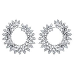 Orecchini con diamanti a mezzaluna in oro bianco 18 carati Issac Nussbaum