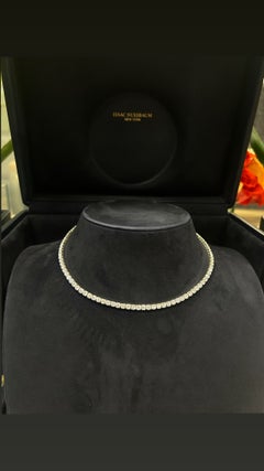 Issac Nussbaum 18K White Gold 19.62 Carat Round Diamond Tennis Necklace