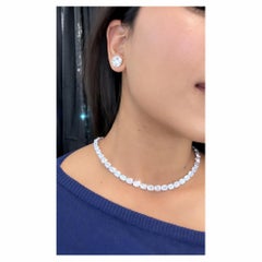 Issac Nussbaum 18K White Gold 51.32 Carat Emerald-Cut East West Diamond Necklace