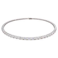 Issac Nussbaum 18K White Gold 51.32 Carat Emerald-Cut East West Diamond Necklace