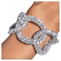 Issac Nussbaum Pulsera de fantasía de oro de 18 quilates y 75 quilates redondos de cuerda de Dimond