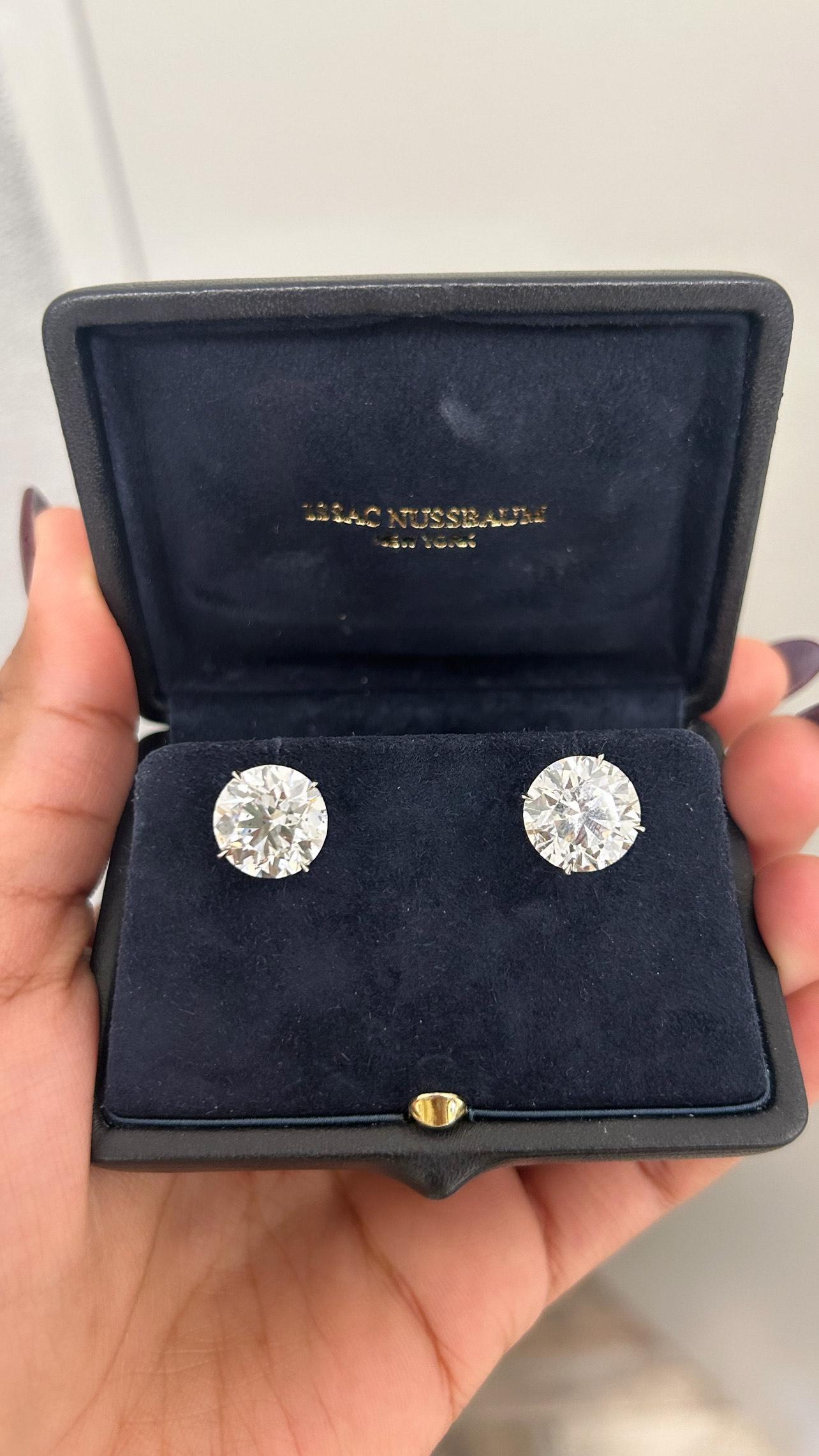 Modern Issac Nussbaum Platinum Martini Set Natural Round Diamond Earrings For Sale