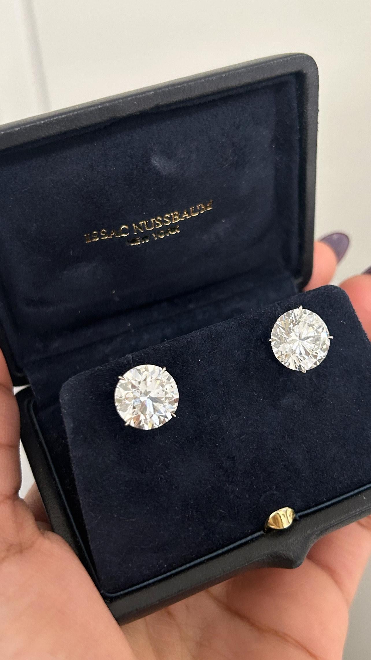 Round Cut Issac Nussbaum Platinum Martini Set Natural Round Diamond Earrings For Sale