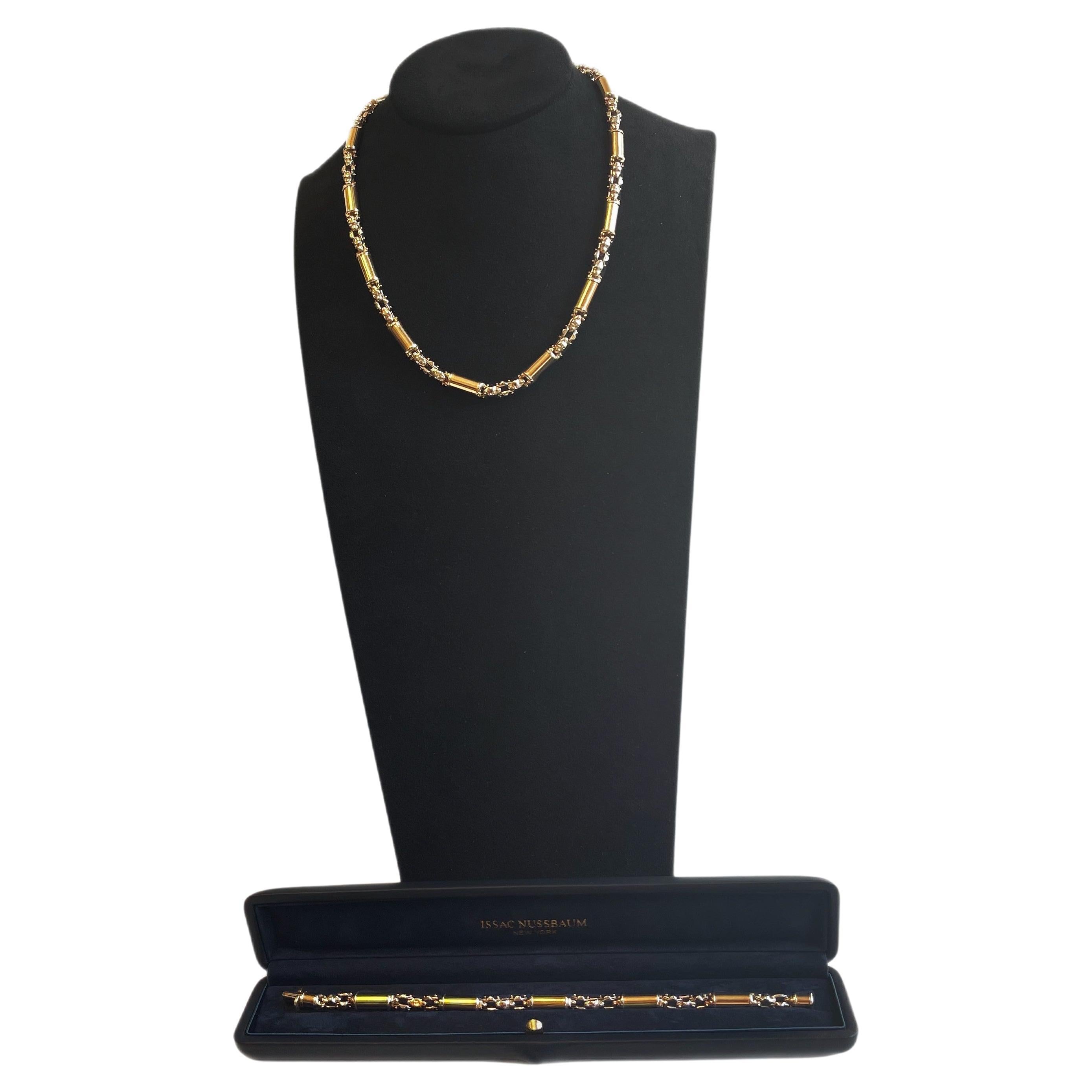 Issac Nussbaum 18k Yellow Gold Necklace and Bracelet For Sale