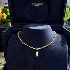 Collana con perline di diamanti marquise di Issac Nussbaum 18K YG 2,75 carati