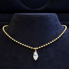 Collana con perline di diamanti marquise di Issac Nussbaum 18K YG 2,75 carati