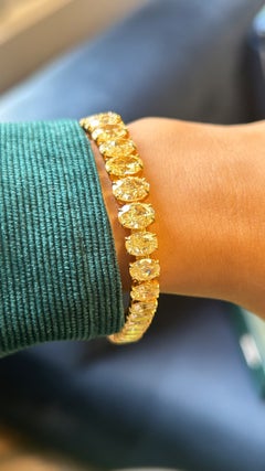 Issac Nussbaum 18K YG 38.32 Carat Yellow Oval Diamond Tennis Bracelet
