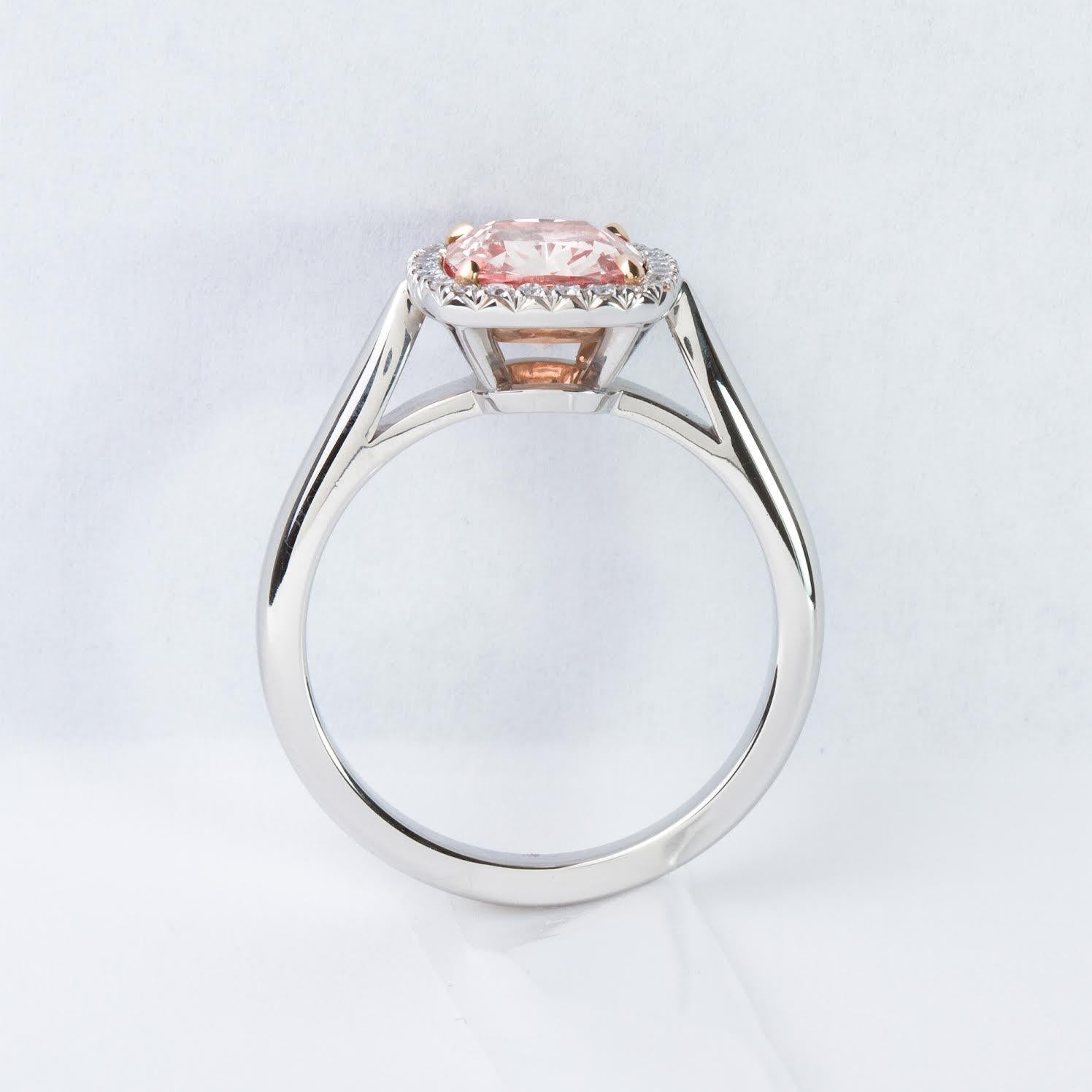 Cushion Cut Issac Nussbaum 2.02 Carat Pink Diamond Engagement Ring For Sale
