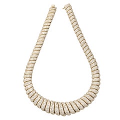 Issac Nussbaum 30 Carat Diamond Wave Motif Necklace
