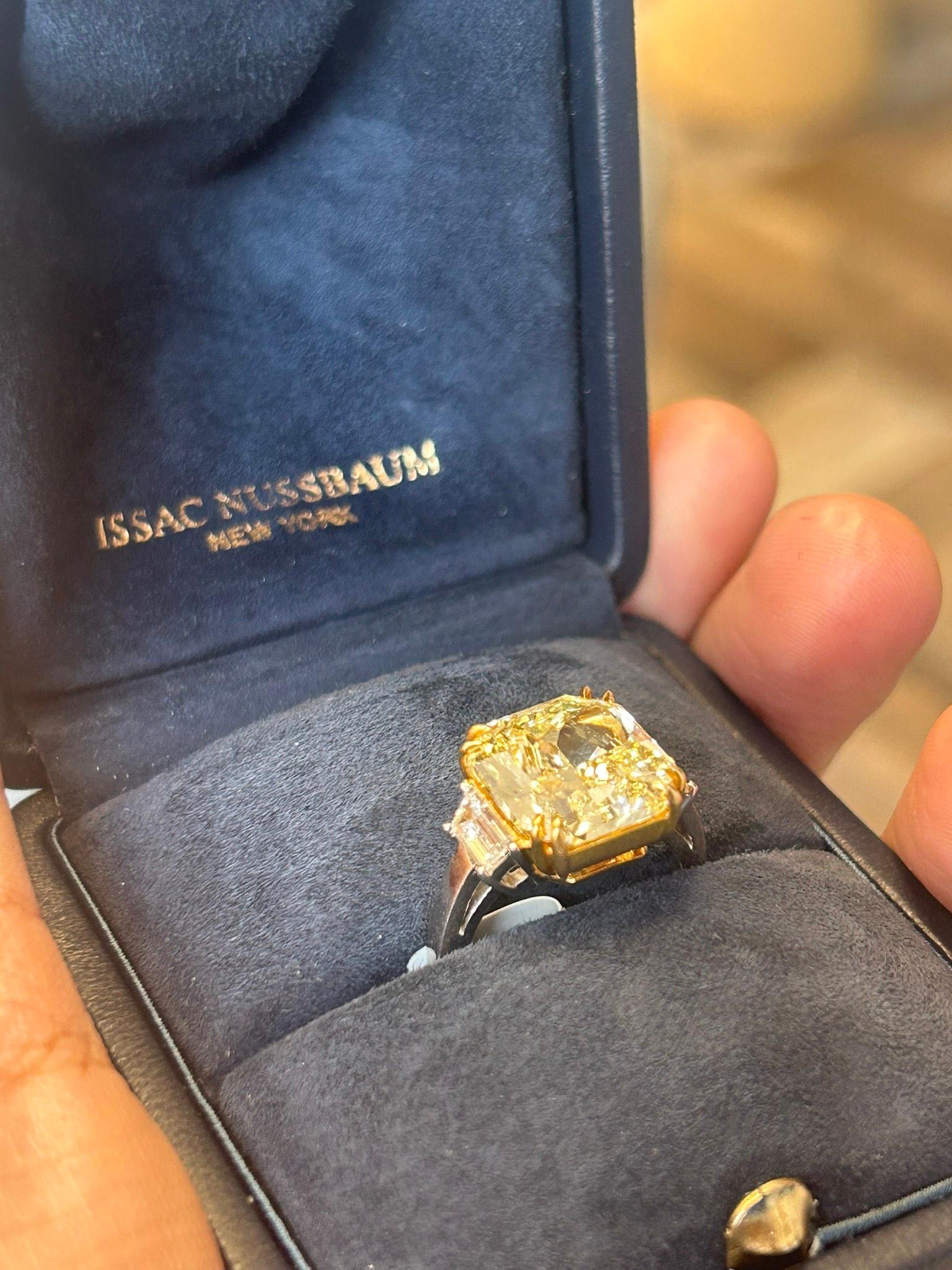 Modern Issac Nussbaum 7.41 Carat Radiant Cut Diamond Engagement Ring For Sale
