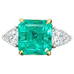 Issac Nussbaum AGL Certified Colombian Emerald & Diamond Ring