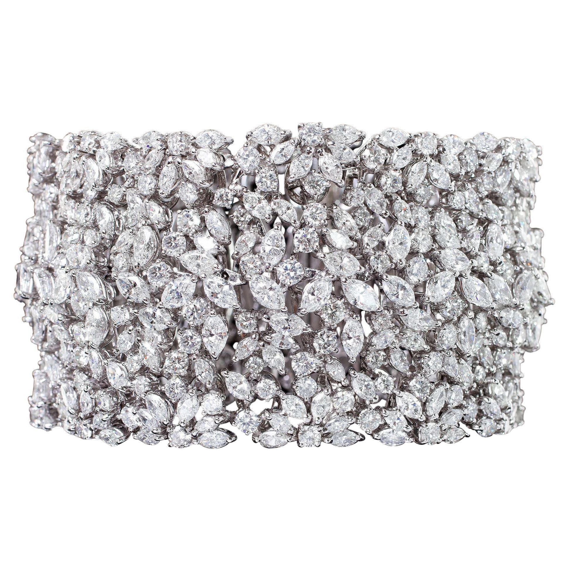 Issac Nussbaum Diamond Cluster Cuff Bracelet