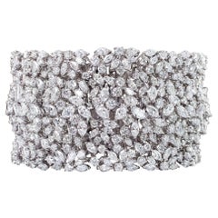 Issac Nussbaum Diamond Cluster Cuff Bracelet