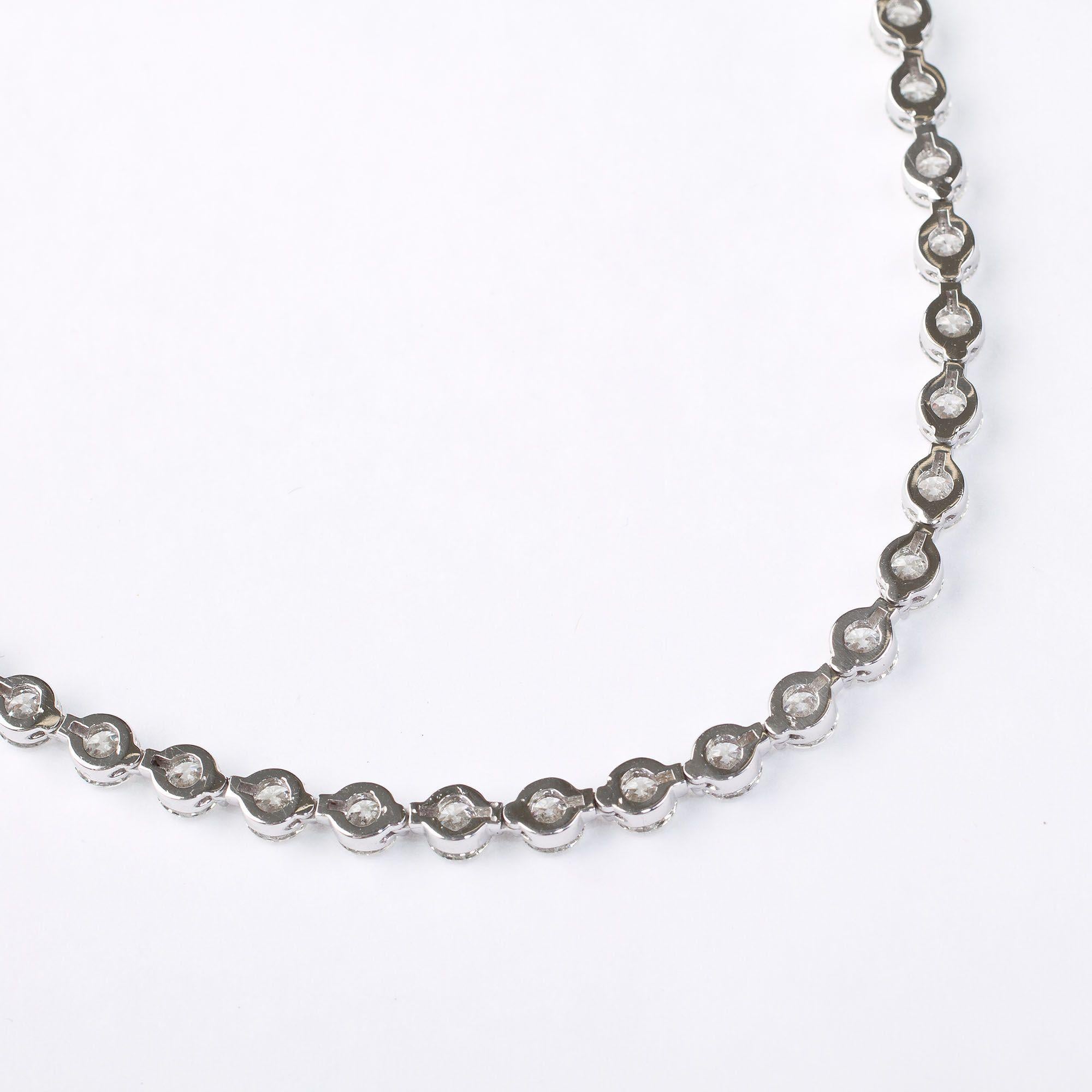 Round Cut Issac Nussbaum Diamond Tennis Necklace For Sale