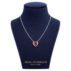Issac Nussbaum GIA Certified 0.91 Carat Natural Orange Heart Shape Necklace