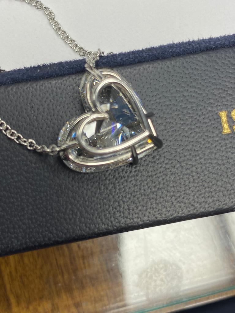 Issac Nussbaum GIA Certified 10.01 Carat Heart Shape Diamond Pendant Necklace 1