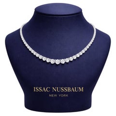 Issac Nussbaum GIA Certified 10.11 Carat Diamond Graduated Riviera Necklace