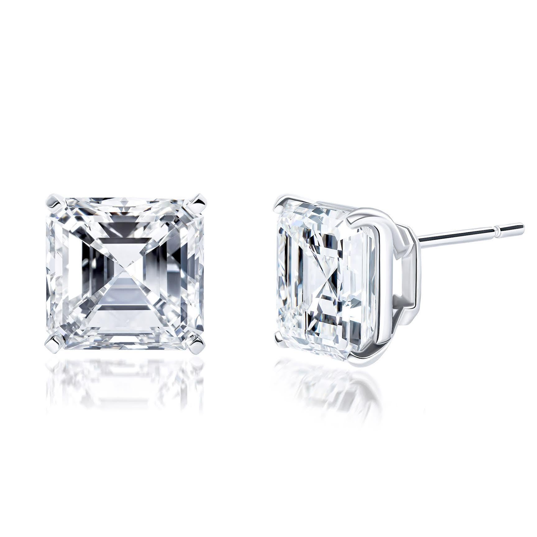 Women's Issac Nussbaum GIA Certified 11.53 Carat Asscher Cut Diamond Stud Earrings
