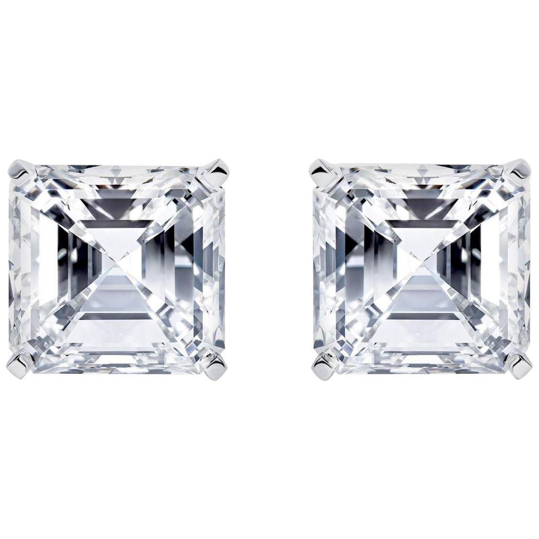 Issac Nussbaum GIA Certified 11.53 Carat Asscher Cut Diamond Stud Earrings
