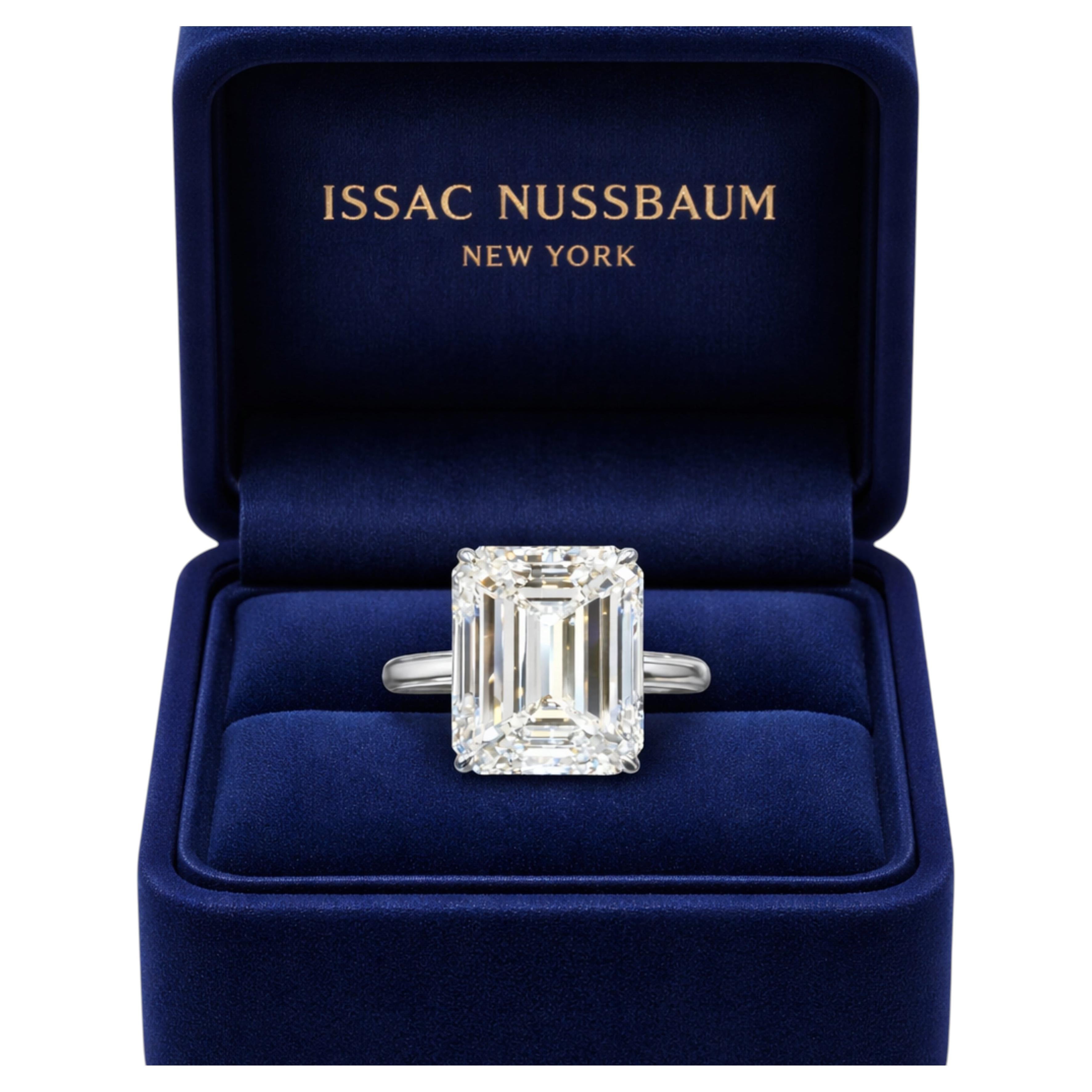 Issac Nussbaum GIA Certified 12.27 Carat Emerald Cut Diamond Ring