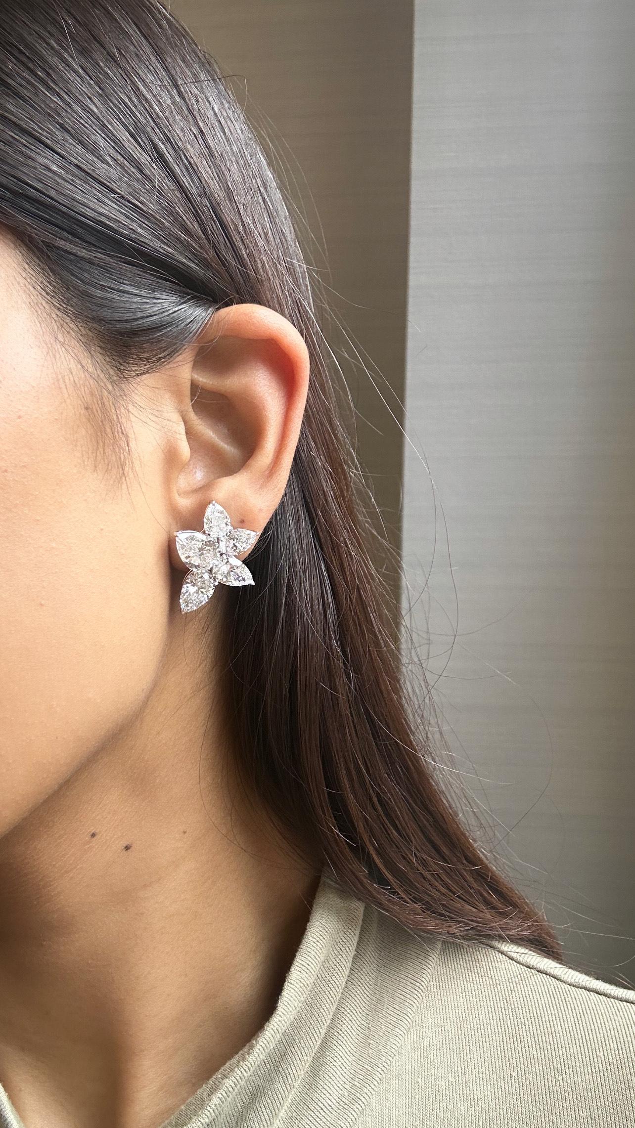 Modern Issac Nussbaum Gia Certified 16.38 Carat Platinum Cluster Diamond Earrings For Sale