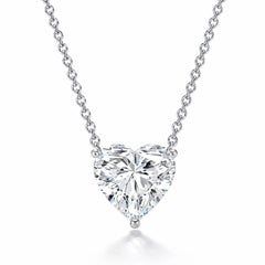 Issac Nussbaum GIA Certified 2.01 Carat Heart Shape Diamond Pendant Necklace
